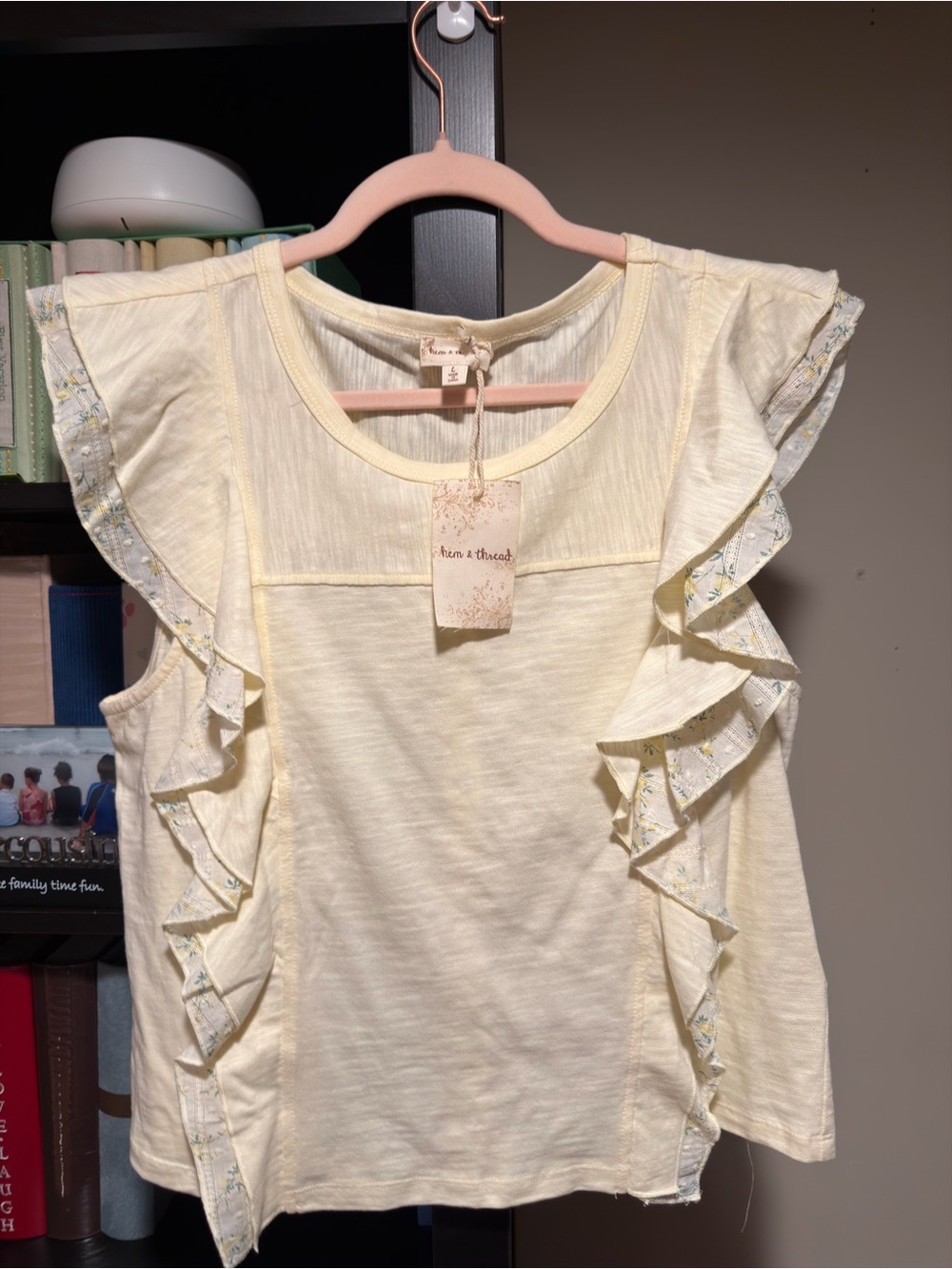 NWT Hem and Thread Women’s Ruffle Sleeve Top - Light Yellow